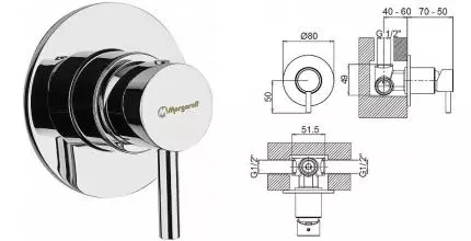 Смеситель для душа «Margaroli» Moderna RU2007AA01CR хром