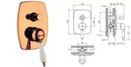 Смеситель для душа «Margaroli» Classica RU1008AA01BR бронза