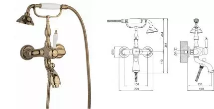 Смеситель для ванны «Margaroli» Classica RU1004AA01BR бронза