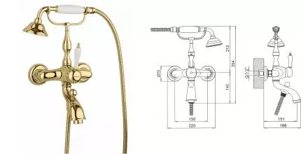 Смеситель для ванны «Margaroli» Classica RU1004AA01GD золото