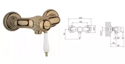 Смеситель для душа «Margaroli» Classica RU1005AA01BR бронза