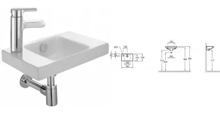 Раковина «Jacob Delafon» Odeon Up 40/25 E4759G-00 фарфоровая белая левая