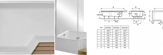 Ванна акриловая «Jacob Delafon» Bain-douche Neo 170/90 E6D002L-00 с ножками без сифона белая левая