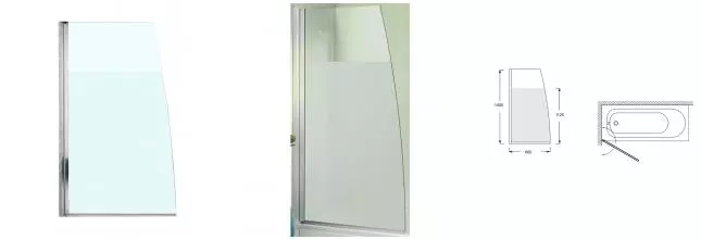E4933-GA шторка на ванну SERENITY, матовое стекло, 6 мм, /145х80/(хром) СНЯТО С ПРОИЗВОДСТВА · Serenity, Jacob Delafon, E4933-GA