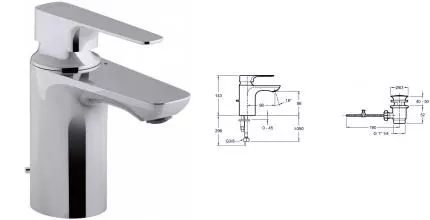 Смеситель для раковины «Jacob Delafon» Aleo+ E72312-CP с донным клапаном хром