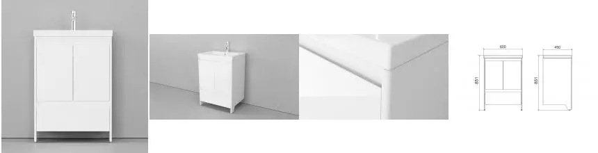 Тумба под раковину «Velvex» Klaufs 60 с дверцами и ящиком белая Тумба под раковину «Velvex» Klaufs 60 с дверцами и ящиком белая