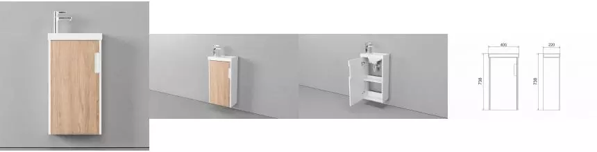 Тумба под раковину «Velvex» Klaufs 40 подвесная шатанэ/белая Тумба под раковину «Velvex» Klaufs 40 подвесная шатанэ/белая