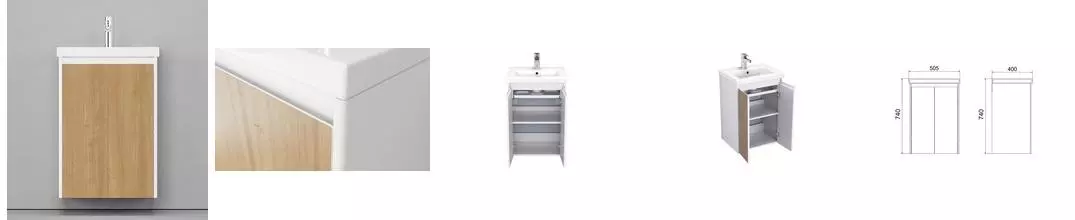 Тумба под раковину «Velvex» Klaufs 50 подвесная шатанэ/белая Тумба под раковину «Velvex» Klaufs 50 подвесная шатанэ/белая