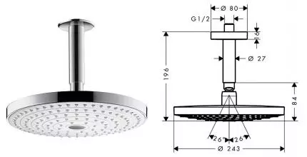 Верхний душ «Hansgrohe» Raindance Select S 26467400 белый/хром