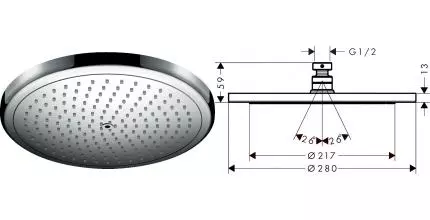 Верхний душ «Hansgrohe» Croma 26220000 хром