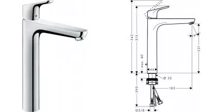 Смеситель для раковины «Hansgrohe» Focus 31531000 с донным клапаном хром Смеситель для раковины «Hansgrohe» Focus 31531000 с донным клапаном хром