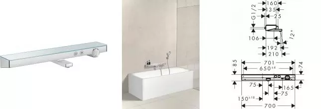 Смеситель для ванны «Hansgrohe» Shower Tablet Select 13183000 с термостатом хром