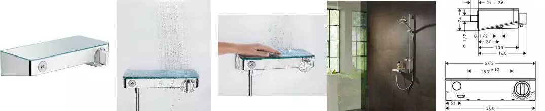 Смеситель для душа «Hansgrohe» Shower Tablet Select 13171000 с термостатом хром