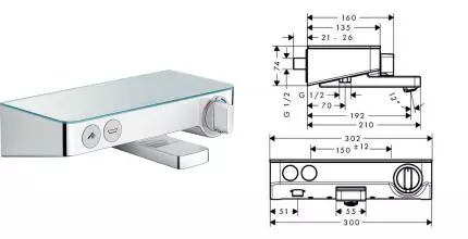 Смеситель для ванны «Hansgrohe» Shower Tablet Select 13151400 с термостатом белый/хром