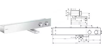 Смеситель для ванны «Hansgrohe» Shower Tablet 13109000 с термостатом хром