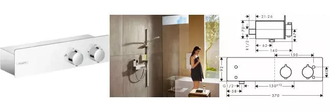 Смеситель для душа «Hansgrohe» Shower Tablet 13102400 с термостатом белый/хром