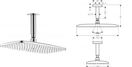Верхний душ «Hansgrohe» Raindance E 27381000 хром Верхний душ «Hansgrohe» Raindance E 27381000 хром
