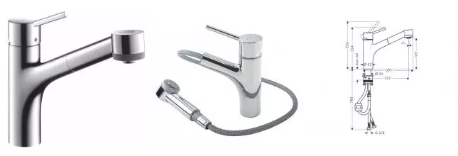 Смеситель для кухонной мойки «Hansgrohe» Talis S 32841000 с выдвижным изливом хром