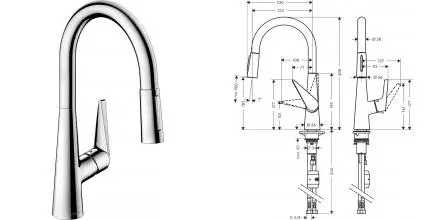 Смеситель для кухонной мойки «Hansgrohe» Talis M51 72813000 с выдвижным изливом хром