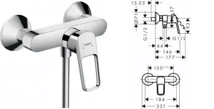 Смеситель для душа «Hansgrohe» Logis Loop 71247000 хром