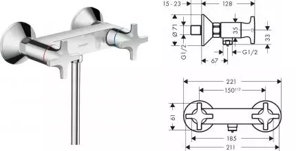 Смеситель для душа «Hansgrohe» Logis Classic 71260000 хром