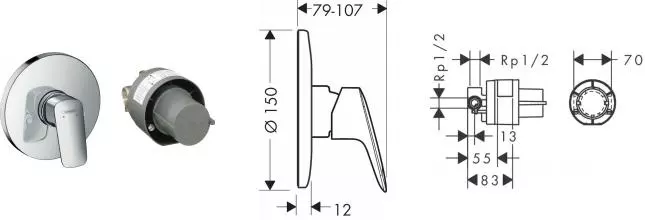 Смеситель для душа «Hansgrohe» Logis 71666000 хром