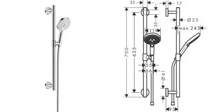 Душевой гарнитур «Hansgrohe» Raindance Select S 26320400 хром/белый