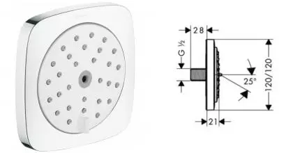 Душевая форсунка «Hansgrohe» PuraVida 28430400 1 режим белая/хром