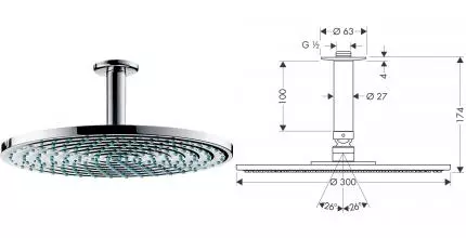 Верхний душ «Hansgrohe» Raindance S 27494000 хром Верхний душ «Hansgrohe» Raindance S 27494000 хром