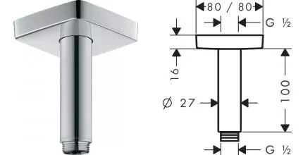 Кронштейн для верхнего душа «Hansgrohe» 10 хром Кронштейн для верхнего душа «Hansgrohe» 10 хром