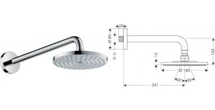 Верхний душ «Hansgrohe» Raindance S 27462000 хром Верхний душ «Hansgrohe» Raindance S 27462000 хром