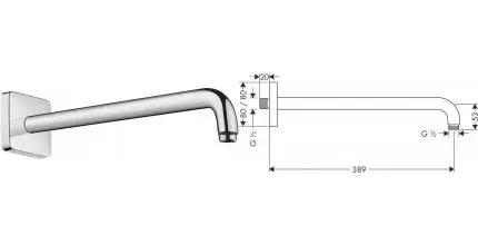 Кронштейн для верхнего душа «Hansgrohe» 38,9 хром Кронштейн для верхнего душа «Hansgrohe» 38,9 хром