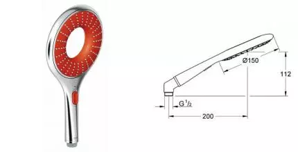 Ручная лейка «Hansgrohe» Croma Multi 27443000 хром/красная