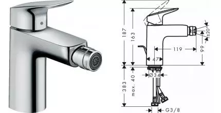 Смеситель для биде «Hansgrohe» Logis 71200000 хром