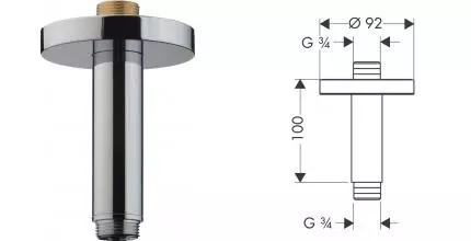 Кронштейн для верхнего душа «Hansgrohe» 10 хром