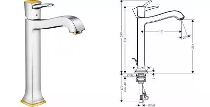 Смеситель для раковины «Hansgrohe» Metropol Classic 31303090 с донным клапаном хром/золото Смеситель для раковины «Hansgrohe» Metropol Classic 31303090 с донным клапаном хром/золото