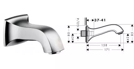 Излив к смесителю «Hansgrohe» Metropol Classic 13425000 17,1 хром Излив к смесителю «Hansgrohe» Metropol Classic 13425000 17,1 хром