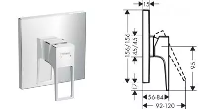 HG 74 565 000 Metropol Cмеситель для душа (внешняя монтажная часть) · Metropol, Hansgrohe, 74565000