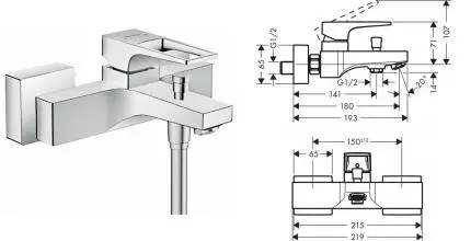 Смеситель для ванны «Hansgrohe» Metropol 74540000 хром