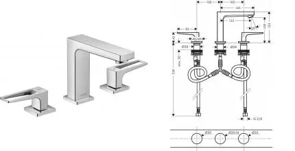 Смеситель для раковины «Hansgrohe» Metropol 74514000 с донным клапаном хром