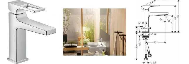 Смеситель для раковины «Hansgrohe» Metropol 74506000 с донным клапаном хром