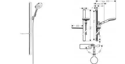 Душевой гарнитур «Hansgrohe» Raindance Select S 27648400 хром/белый Душевой гарнитур «Hansgrohe» Raindance Select S 27648400 хром/белый