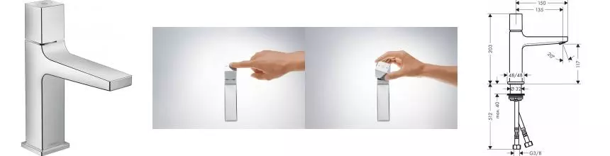 Смеситель для раковины «Hansgrohe» Metropol 32571000 с донным клапаном хром Смеситель для раковины «Hansgrohe» Metropol 32571000 с донным клапаном хром