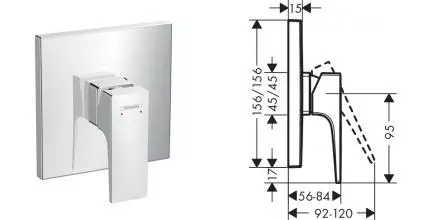 HG 32 565 000 Metropol Смеситель для душа (внешняя монтажная часть) · Metropol, Hansgrohe, 32565000