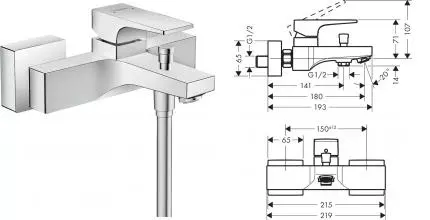 Смеситель для ванны «Hansgrohe» Metropol 32540000 хром