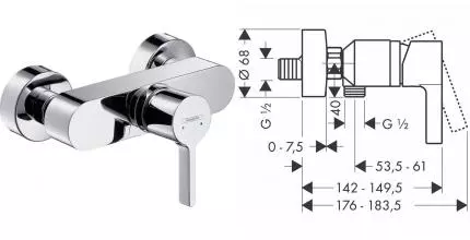 Смеситель для душа «Hansgrohe» Metris S 31660000 хром