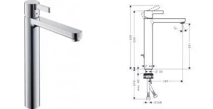 Смеситель для раковины «Hansgrohe» Metris S 31022000 с донным клапаном хром