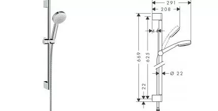 Душевой гарнитур «Hansgrohe» Crometta 26652400 хром/белый