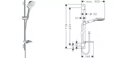 Душевой гарнитур «Hansgrohe» Raindance Select E 26620400 хром/белый Душевой гарнитур «Hansgrohe» Raindance Select E 26620400 хром/белый