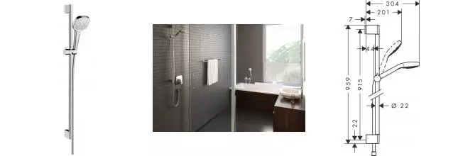 Душевой гарнитур «Hansgrohe» Croma Select E Multi 26590400 хром/белый